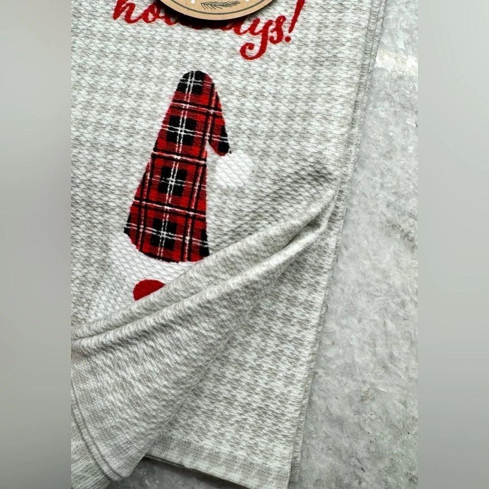 New Christmas Gnome for the Holidays Red & Gray Kitchen Hand Towels Set of 2